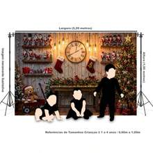 Horizontal Photographic Background For Photo Shoots Sublimated Fabric 3D Fireplace Garland Realistic Christmas Scene 2.20x1.50cm - FF-3266 - 查看 3