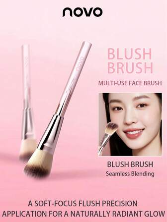 NOVO 1pc Soft Bristle Angled Blush Brush, Ultra Soft Shaping Diffuse Makeup Brush, Single Portable Design For Daily Use And Travel,Foundation Brush,Concealer Brush,Blush Brush,Contour Brush,Blush Brush,Bronzer Brush,Powder Brush,Foundation Brush,Blush Brush