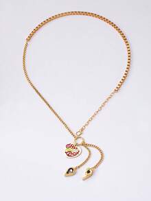 1 款水晶心形骷髅吊坠项链，女士多层链条项链套装，Y 型链项链带吊坠 - 彩色 - 查看 8