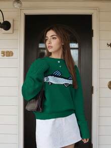 Vêtements d'automne pour femmes. Le pull de la fille du pêcheur en bleu. Vêtements scolaires. Hauts mignons pour femmes. Vêtements de retour au lycée Y2K. Style old money pour femmes. Tenues de professeur pour femmes.