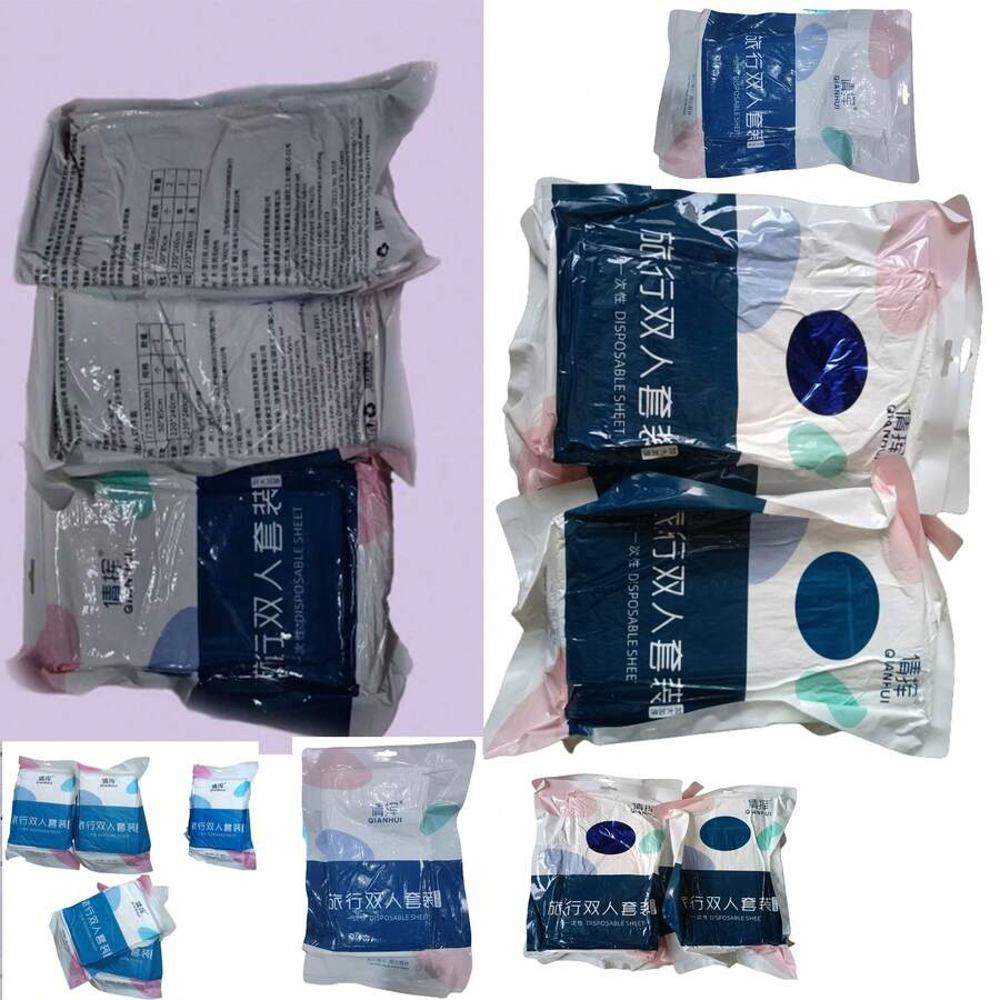 1 件一次性旅行床上用品套装,包括床单、被套、枕套,适用于酒店、汽车旅馆,款式、颜色和包装随机 - 白色 - 查看 1