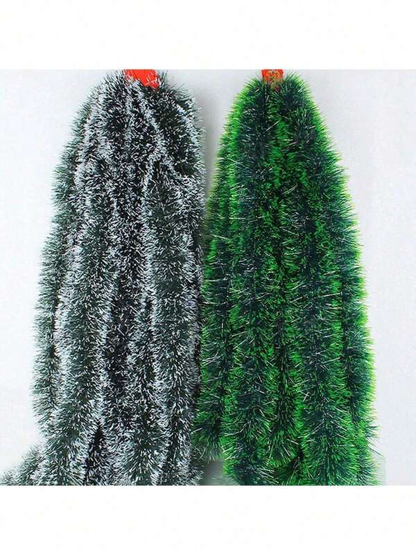 2m/79in Nuevo Decoración de Oropel con Copos de Nieve Verdes y Blancos. Oropel Artificial de Hoja Perenne, Decoración de Árbol de Navidad, Navidad, Año Nuevo, Decoración de Techo de Centro Comercial, Decoración de Árbol de Navidad