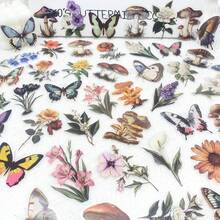 50PCS Retro Mushroom Plant Butterfly Transparent Doodle Decorative Sticker Creative DIY Skateboard Water Cup Motorcycle Helmet Decal