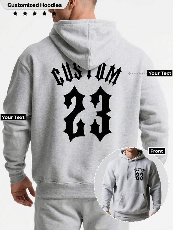 Customized Personalized Men's Hooded Sweatshirt. With Multiple Text Options Available. Just Upload The Picture And You'll Get It. A And Fashionable Choice. Make A One-Of-A-Kind Personalized Hooded Sweatshirt. This Is A Gift For Yourself And Also A Great Choice For Your Friends.