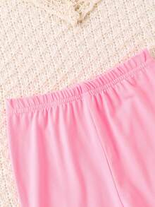 Baby Girls' Fashionable Casual Cute Leopard Print Bow Decor Round Neck Flare Sleeve Long Sleeve Top And Pink Pants With Headband Set, Spring/Autumn - Multicolor - View 8