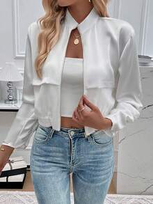 Short Waist Cinched Women's Autumn And Winter Zipper Jacket, Fashionable And Casual