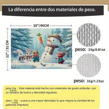 1/4/6/8/12/300pcs Christmas Slogan & Snowman Pattern Digital Print Polyester Placemats, Size 12*18 Inches, Thickened Washable Linen Tableware Set, Suitable For Holiday Parties, Home Dining Atmosphere Decoration, Hotel Banquet Holiday Decoration.