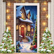 2D Décoration de porte Père Noël - Facile à installer et à nettoyer - Choix parfait pour la décoration de la maison pendant les fêtes