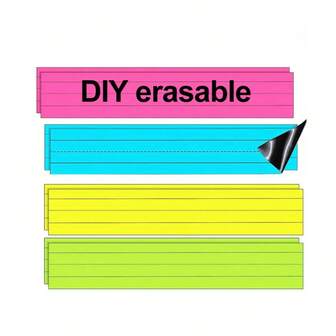 hoojojo 1 Pc Magnetic Dry Erase Strip, 5 Colors Reusable DIY Writing Board Labels, Whiteboard Sentence Strips, Kawaii School Supplies, Back To School Essentials, Classroom Supplies, Teacher Tools, Student Rewards, Study Desk Accessories, Office Essentials, Holiday Gifts, Creative Learning Tools