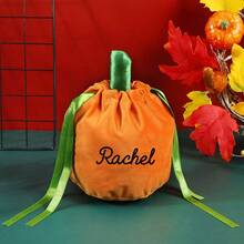 Spersonalizowana, spersonalizowana torebka na cukierki z dyni na Halloween z imieniem, słodka, kreatywna torebka na prezent z serii duchów na Halloween, aksamitna torebka z dynią, torebka na prezent na Halloween i Boże Narodzenie, torebka na prezent z dynią, torebka na cukierki na imprezę świąteczną, odpowiednia na imprezę halloweenową, spotkanie, wyjście, zabawę, jako prezent na Halloween dla rodziny, przyjaciół, braci i sióstr