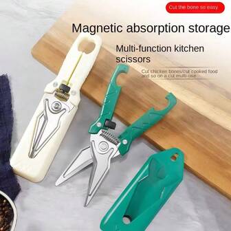 1 st. multifunktionell kycklingbenssax i rostfritt stål för kök, magnetisk kylskåpsmontering, enkel att klippa kött och ben, snygg smaragdgrön kycklingbenssax