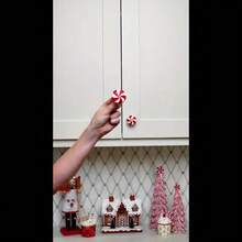 IDOLPACK Holiday Christmas Knob Cover Set - Red Mint & Snowflake Design, Durable Plastic, Easy To Clean, Great For Kitchen, Bathroom And Home Decor, Christmas Decoration