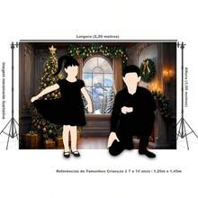 Horizontal Photographic Background For Photo Shoots Sublimated Fabric 3D Fireplace Garland Realistic Christmas Scene 2.20x1.50cm - FF-3255 - View 4