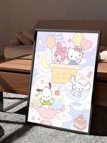 1 件无框 Sanrio 可爱海报家居装饰高品质印刷品，经典装饰艺术风格，可直接悬挂于客厅、卧室、节日派对和室内装饰、电影墙壁艺术、卧室艺术品、精致美学、纹理饰面 - 彩色 - 查看 4