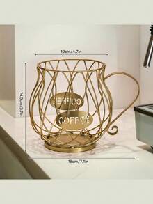 Un porte-capsules de café doré, panier de rangement pour capsules de café, étagère de rangement de collations et bonbons de luxe léger, panier de rangement pour capsules de café convenant aux comptoirs de bar, en métal, convenant aux cafés et hôtels domestiques, noir