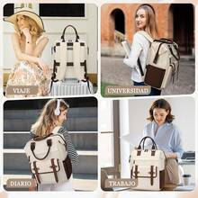 Mochila para Laptop Mujer 15.6 Pulgadas Mochilas para Mujer con Puerto USB,Mochila de Viaje Mujer para la Trabajo Viaje,Mochila Escolar Ligera,Negro - blanco - Ver 1