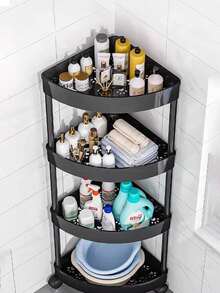 1个多功能塑料置物架，多层落地式收纳架，适用于厨房、浴室、淋浴角、客厅、卧室化妆品收纳，便携式壁挂式转角置物架 - 彩色 - 查看 5