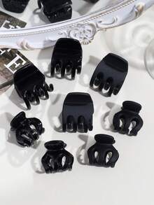 8 piezas Clips de pelo elegantes para mujer, estilo simple y alto para coleta, adecuados para uso diario, accesorios de pelo para mujeres - Negro - Ver 8