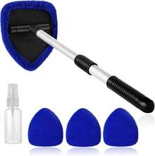 11pcs Auto Windshield Cleaning Kit With 6 Reusable Microfiber Pads, 2 Spray Bottles, Extendable Handles - Green, Popular Auto Cleaning Essential - Blue & Green - 查看 6