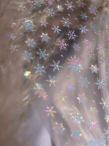 1 pezzo Adesivo per unghie bianco semi-trasparente con fiori, luna e nuvole