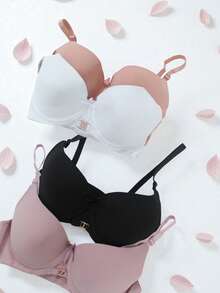 Miss Miriam, Paquete de 3 Sujetadores Copa B, Colores Cálidos, Suaves, Cómodos, Ajustables, Pus Up Discreto - Multicolor - Ver 5