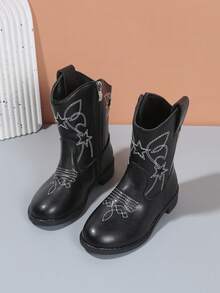 Botas bordadas lindas y de moda para niñas, botas occidentales bordadas simples para niñas para la vuelta al colegio y la vida en el campus