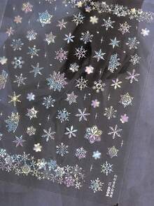 1 pezzo Adesivo per unghie bianco semi-trasparente con fiori, luna e nuvole