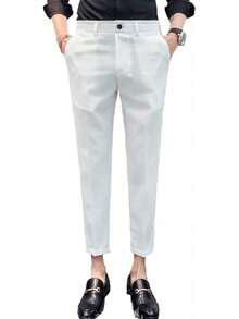 Ankle-Length Dress Pants For Men Slim Fit Cropped Trousers-20256688 - Black - View 2