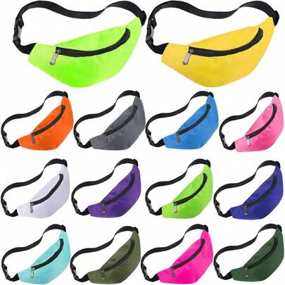 Rionera de nen de los aos 80 bolsas de cintura ajustables de nen de tela Oxford para entrenamiento, viajes, correr, cintura con cierre para fiestas de rave al aire ltima intervensin, mujeres, hombres, 14 colores, Colores brillantes, Large