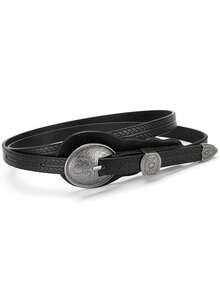 1 Peça Cinto Feminino de Couro PU Retrô de Cor Sólida Versátil e Casual