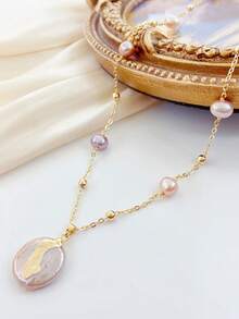 1 pièce Collier de perles baroques élégant, nouveau design minimaliste mode polyvalent affinant pour femmes, convient pour le port quotidien, le style vacances, bijoux pour femmes