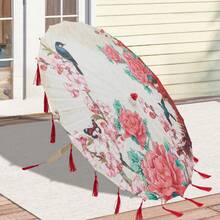 Sombrilla de seda de bambú engrasada hecha a mano, paraguas de arte chino japonés para danza clásica, flor de ciruelo para bodas, fiestas, fotografía, disfraces, decoración de cosplay. - Rojo rosa - Ver 4