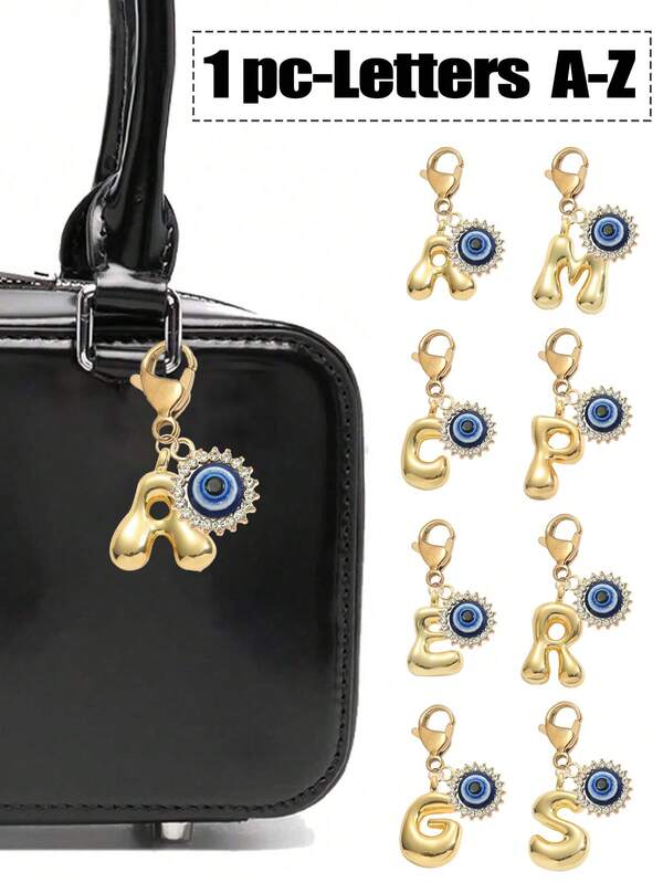 Halloween Deko Anhänger, Bubble Initialen A-Z Anhänger, Blaues Teufelsauge Accessoire, Tasche Anhänger, Auto Schlüssel Anhänger, glänzender Legierung Taschen- und Rucksack Anhänger - perfekt für Halloween Atmosphäre, leicht gruseliges Accessoire, festliche Stimmung verleihen, perfektes Geschenk für besondere Anlässe und Feste, Schlüsselanhänger, Rucksack Anhänger, Auto