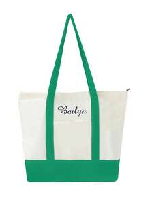 1 件定制船形手提袋、个性化礼物、刺绣文字手提袋、帆布手提袋、送给她的礼物、伴娘礼品袋、最好的朋友礼物、定制刺绣储物袋、手提袋、旅行袋