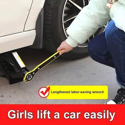 1pc, Car Jack Wrench, Extended Rocker, Labor-Saving Wrench, Car Mounted, General Car Jack Ratchet Wrench