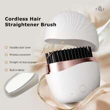 Portable Cordless Hair Straightener Brush, Upgraded Ionic Plus Straightening Brush, Rechargable Mini Hair Straightening Comb With Negative Ions For Women, 30s Fast Heating 2 Temperature Adjust, Anti-Scald Ceramic Electric Hair Comb For Home, Travel, Dormitory Styling Tools