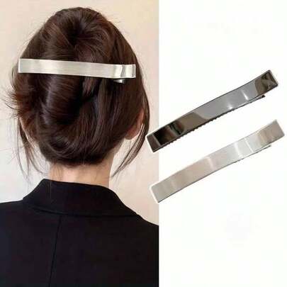 Korean Minimalist Textured One-Piece Alligator Clip, Large Metal Hair Clip Accessory (Product May Have Minor Scratches Or Dents Due To Transportation, But It Does Not Affect The Usage)