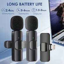 Microphone cài áo không dây | Di động, cắm là dùng ngay, tương thích với iPhone, iPad, thiết bị Android, hỗ trợ giao diện Lightning và USB-C, phù hợp cho ghi âm và quay video, phát trực tiếp, vlog. Microphone cài áo không dây này có giao diện USB-C, hỗ trợ chế độ không dây 2.4GHz, pin lithium sạc tích hợp, tương thích với Android và iPad. - màu đen - Xem 8