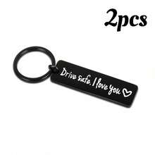 1个/2个“我爱你”男士创意钥匙扣，刻字钥匙圈，送给丈夫/男友的礼物，汽车配件，包包挂件，校园可爱哥特Y2K风格 - 黑色 - 查看 4