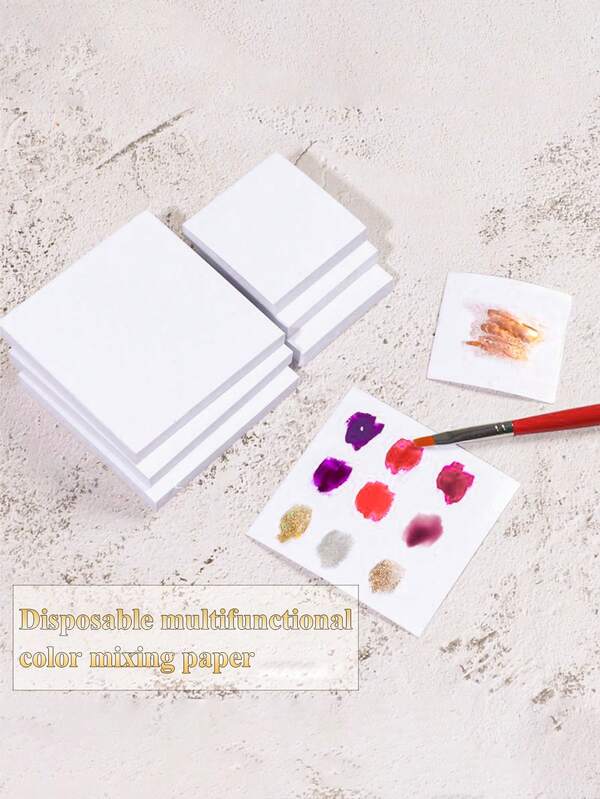 50 قطعة/عبوة من لوحات الخلط الورقية البيضاء القابلة للتخلص منها لفن الأظافر، لوحات الرسم ذات الجانبين المقاومة للماء والتدرج اللوني، خيارات 3 أحجام، مناسبة لصالونات الأظافر