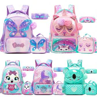 Girls Backpack For School Bag For Kids School Bag For Girls School Backpack With Crossbody Bag For Elementary Students, Ages 8-10 Kids Travel 3 In 1 Bookbag Set