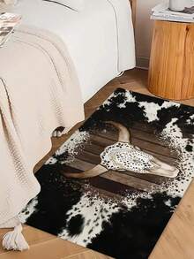 1pc Soft, Anti-Fatigue Skull Pattern Area Rug, Living Room Carpet, Rug, Living Room Area Rug, Small Area Mat, Pad, Home Decor, Large Living Room Carpet, Living Room Home Decor, Room Decoration, Washable Carpet