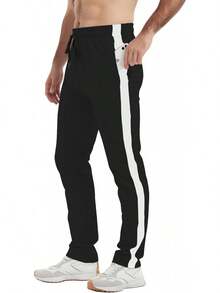34/36/38/40 Long Inseam Men's Tall Striped Sweatpants Workout Training Lounge Joggers Pants With Pockets-2025 - 淺灰色 - 查看 2