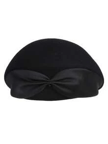 HIMESPORT Winter Women's Lady Wool Felt Beret Hat With Bowknot For Wedding Formal Church Tea Party Cocktail Fascinator Hats