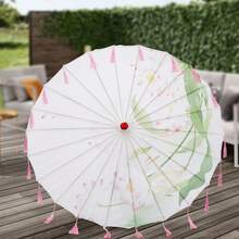 Paraguas chino hecho a mano, de papel engrasado, con palo de bambú para bodas, fiestas y escenarios. - verde menta - Ver 3