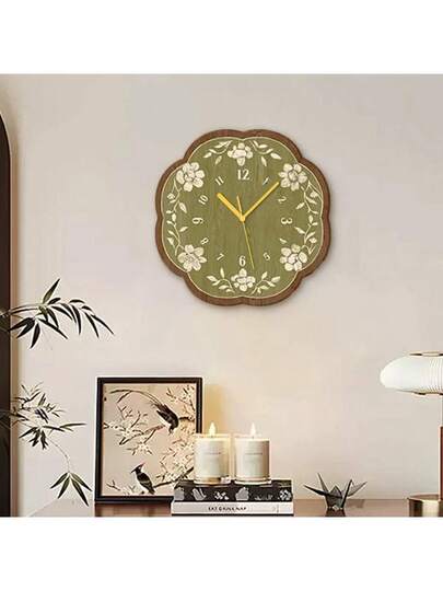 1pc Vintage Wooden Bureau Clock, Tabletop Or Wand Mounted Retro Klok Home Room