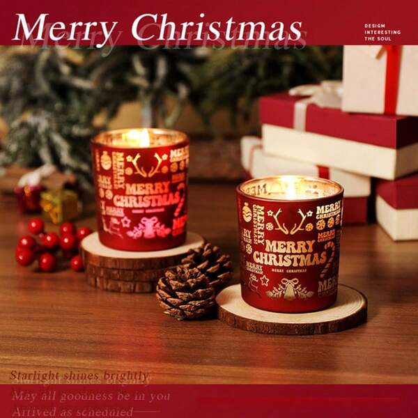1 pièce Bougies parfumées de Noël, cire de soja naturelle avec plusieurs couches de parfums, convient pour la décoration de la maison, la détente et les cadeaux de rendez-vous. L'arôme d'ambre baltique est parfait pour la Saint-Valentin, les rendez-vous et les ambiances de fête. Décorations de Noël, décoration de la pièce, cadeaux de Noël