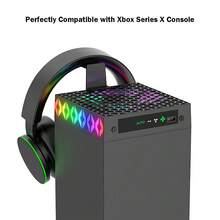 Ventilador de refrigeración ajustable para la consola  Series X. Función de control inteligente de la temperatura. Efecto de iluminación RGB. Radiador con gancho para auriculares. - Negro - Ver 7