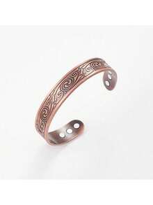 Pure Copper Bracelets For Men Matte Adjustable Cuff Vintage Magnetic 9mm Wide Energy Health Bangles Jewelry Resizable