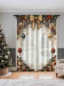1 Stück Weihnachtskugel & Elementmuster hochwertige dekorative Gardinenstange zum Aufhängen, ganzjährig verwendbar, für Außen, Pavillon, Schlafzimmer, Küche, Büro, Arbeitszimmer, Wohnzimmer - halbtransparenter Vorhang (Stoffgewicht 100g) Wohndekoration Weihnachtsdekorationen Raumdekoration Weihnachtsdekorationen Zuhause